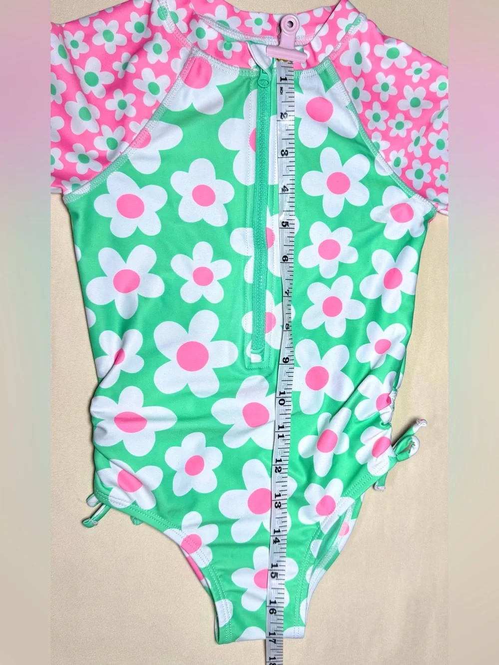 Jumping Beans 4T Floral Long Sleeve Rash Guard Swimsuit UPF 50+ One Piece